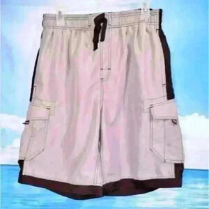 US APPAREL Boys SWIM TRUNKS Board Cargo SHORTS GRAY and BLACK Swimsuit size Lg